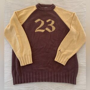 Vintage Nike Air Jordan 23 Knit Sweater, Mocha brown and tan, size Large